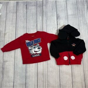 Disney Parks Mickey Mouse Hoodie Garanimals Red Sweatshirt Bundle/size 12M
